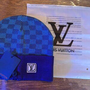 Louis Vuitton Blue Patterned Beanie